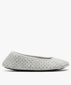 GEMO Chaussons femme ballerines souples en velours ras Gris