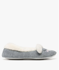 chaussons femme forme ballerines doubles peluche gris chaussons8783301_1