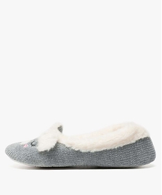 chaussons femme forme ballerines doubles peluche gris chaussons8783301_3