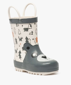 bottes de pluie garcon motif ours en relief et anses beige bottes de pluie apres-ski8797901_2