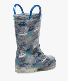 bottes de pluie bebe garcon a motifs voitures et semelle lumineuse gris8798501_4