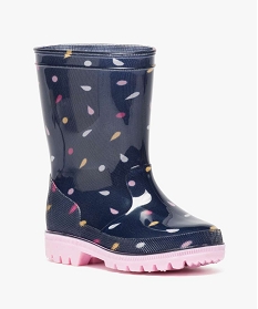 bottes de pluie fille a motifs pastel et semelle contrastante bleu8798601_2