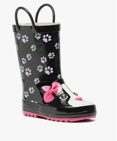 bottes de pluie fille motif chat en relief avec anses noir bottes de pluies8798701_2