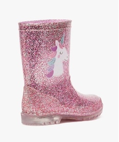 bottes de pluie fille pailletees a semelle lumineuse motif licorne rose8799801_4