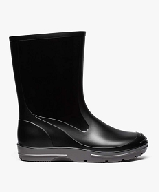 GEMO Bottes de pluie garçon à semelle crantée contrastée Noir