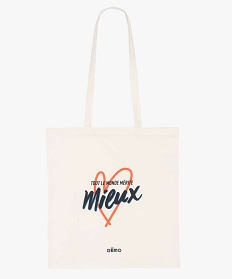 tote bag imprime en coton biologoique beige cabas - grand volume8807701_1