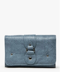portefeuille femme avec surpiqures et anneau metallique bleu porte-monnaie et portefeuilles8809401_1