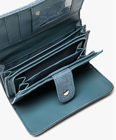 portefeuille femme avec surpiqures et anneau metallique bleu porte-monnaie et portefeuilles8809401_4