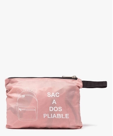sac a dos femme pliable en polyester recycle rose8819101_3