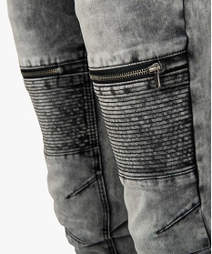 jean homme coupe slim effet neige avec surpiqures et zips noir jeans8823601_2