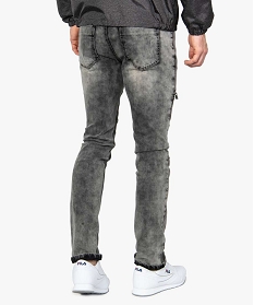 jean homme coupe slim effet neige avec surpiqures et zips noir jeans8823601_3
