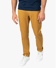 pantalon homme 5 poches coupe regular en toile unie jaune8825601_1
