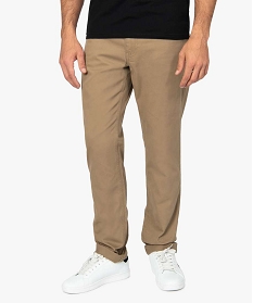pantalon homme 5 poches coupe regular en toile unie brun pantalons de costume8825701_1