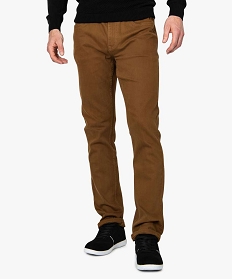 pantalon homme 5 poches straight en toile extensible brun pantalons de costume8825901_1