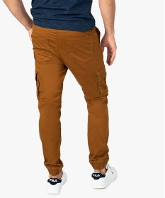 pantalon homme battle en toile avec surpiqures brun pantalons de costume8826301_3
