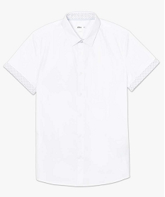 chemise homme manches courtes coupe slim repassage facile blanc chemise manches courtes8828201_4