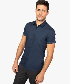chemise homme manches courtes coupe slim repassage facile bleu chemise manches courtes8828301_1