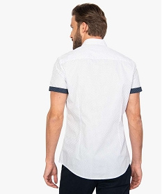 chemise homme a manches courtes avec petits motifs blanc8828401_3