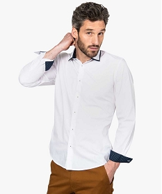 chemise homme slim a col bicolore et repassage facile blanc8829001_1