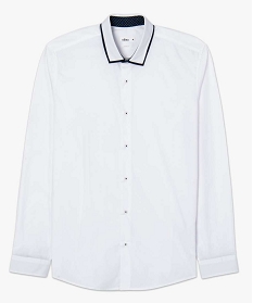 chemise homme slim a col bicolore et repassage facile blanc chemise manches longues8829001_4
