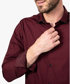 chemise homme slim a col bicolore et repassage facile rouge chemise manches longues8829101_2