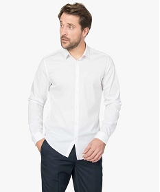 chemise homme unie coupe slim en coton stretch blanc8829401_2