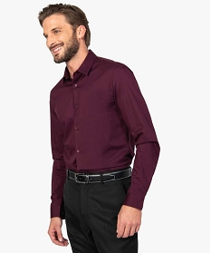 chemise homme unie coupe slim en coton stretch rouge chemise manches longues8829601_1