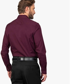 chemise homme unie coupe slim en coton stretch rouge chemise manches longues8829601_3