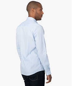 chemise homme unie coupe slim en coton stretch bleu chemise manches longues8829701_3