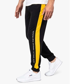 pantalon de jogging homme bicolore et imprime noir pantalons8832201_1