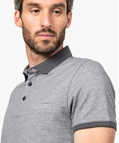 polo homme en maille piquee chinee a col fantaisie gris8837201_2