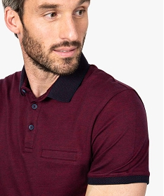polo homme en maille piquee chinee a col fantaisie rouge polos8837301_2