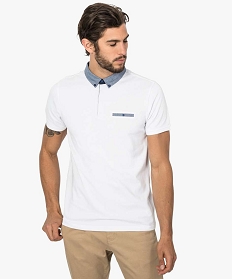 polo homme en maille piquee a col chemise boutonne blanc polos8837601_1