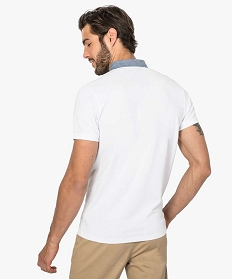 polo homme en maille piquee a col chemise boutonne blanc polos8837601_3
