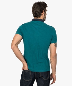 polo homme en maille piquee a col chemise boutonne vert8837701_3