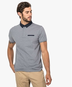 polo homme en maille piquee a col chemise boutonne gris8837801_1