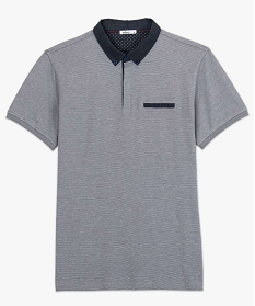 polo homme en maille piquee a col chemise boutonne gris8837801_4