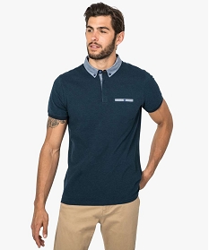 polo homme en maille piquee a col chemise boutonne bleu polos8837901_1