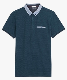 polo homme en maille piquee a col chemise boutonne bleu polos8837901_4