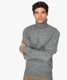pull homme a col roule en maille chinee gris8841501_2