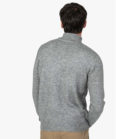 pull homme a col roule en maille chinee gris8841501_3