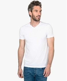 tee-shirt homme a col v coupe slim en coton bio blanc tee-shirts8847301_1
