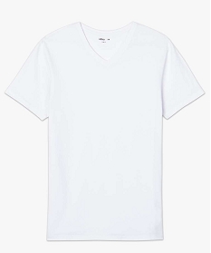 tee-shirt homme a col v coupe slim en coton bio blanc8847301_4
