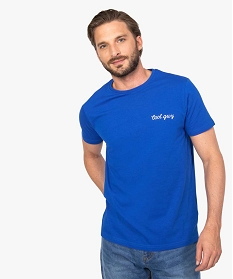 tee-shirt homme a manches courtes avec broderie poitrine bleu tee-shirts8847901_1