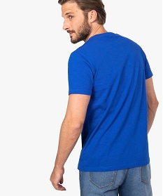 tee-shirt homme a manches courtes avec broderie poitrine bleu tee-shirts8847901_3