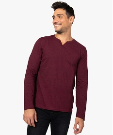 tee-shirt homme a  manches longues et petit col v trois boutons rouge tee-shirts8851801_1