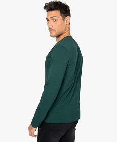 tee-shirt homme a  manches longues et petit col v trois boutons vert tee-shirts8851901_3