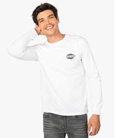 tee-shirt homme manches longues imprime a large bord-cote blanc tee-shirts8852501_1