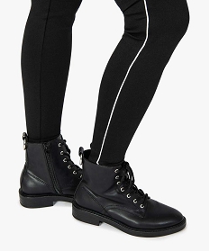pantalon femme moulant a taille elastique et lisere contrastant noir leggings et jeggings8852701_2