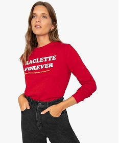 sweat femme en molleton avec motif humoristique rouge sweats8853901_1